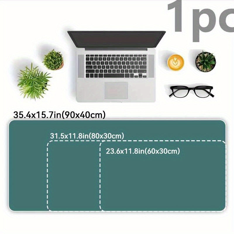 Illustrazione delle diverse dimensioni disponibili per i tappetini Deskzone™ su una scrivania con laptop e accessori. Vengono mostrate le proporzioni tra 60x30cm (23.6x11.8 pollici), 80x30cm (31.5x11.8 pollici) e 90x40cm (35.4x15.7 pollici), utili per visualizzare lo spazio occupato.
