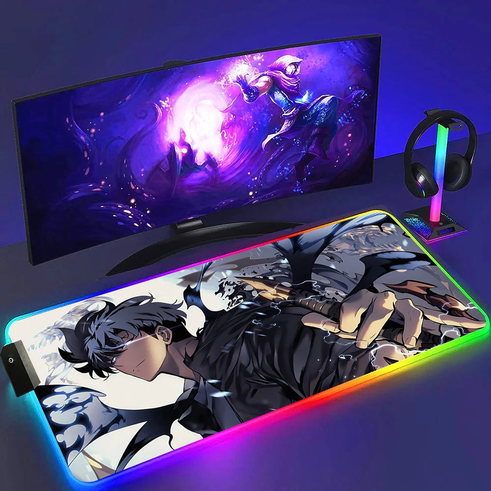 Deskzone Tappetino Mouse XXL LED | Solo Leveling - Edizione Gaming RGB